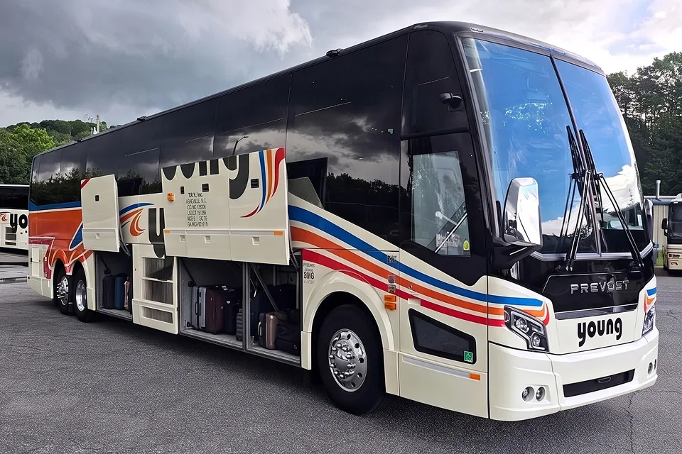 Young Transportation 56-passenger motorcoach, side view
