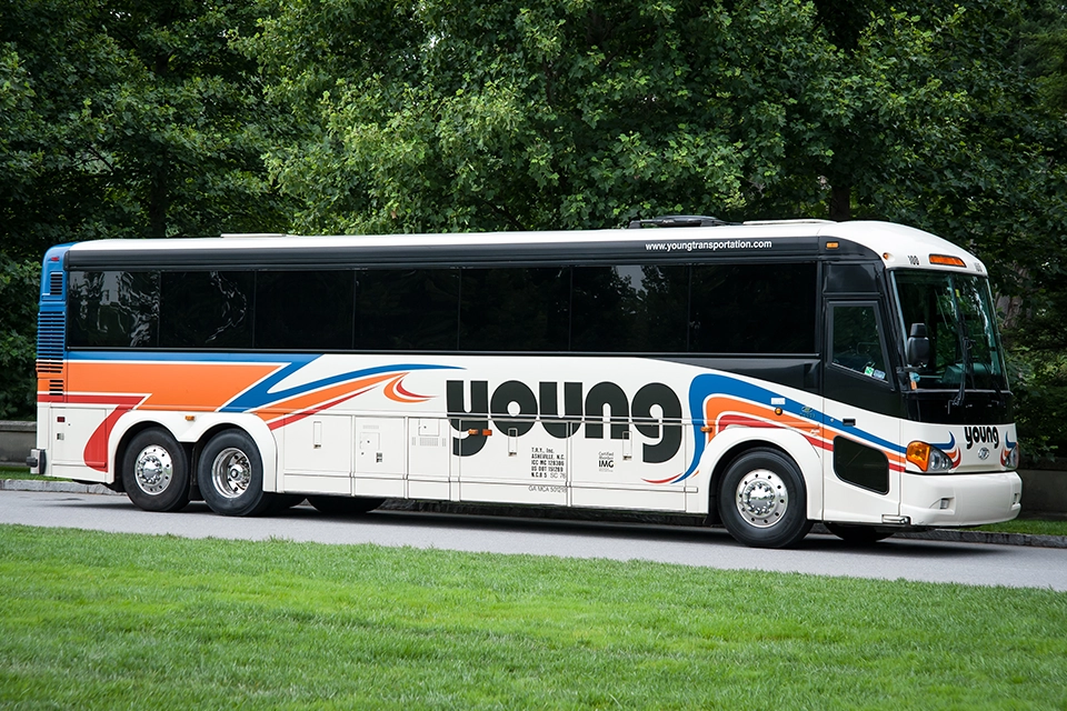 Young Transportation 47-passenger motorcoach, side view
