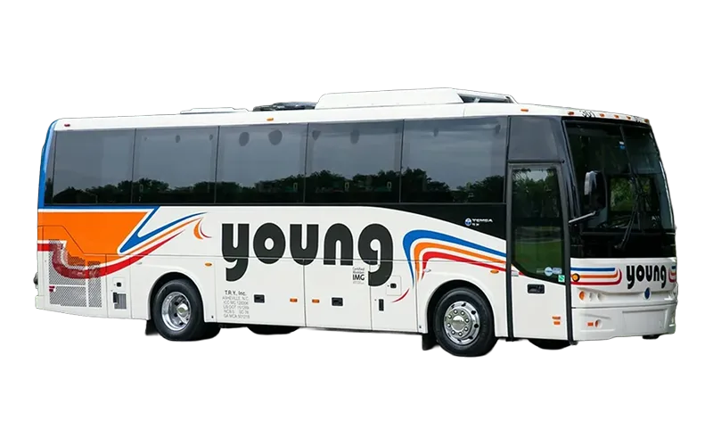 Young Transportation 36-passenger motorcoach, side view